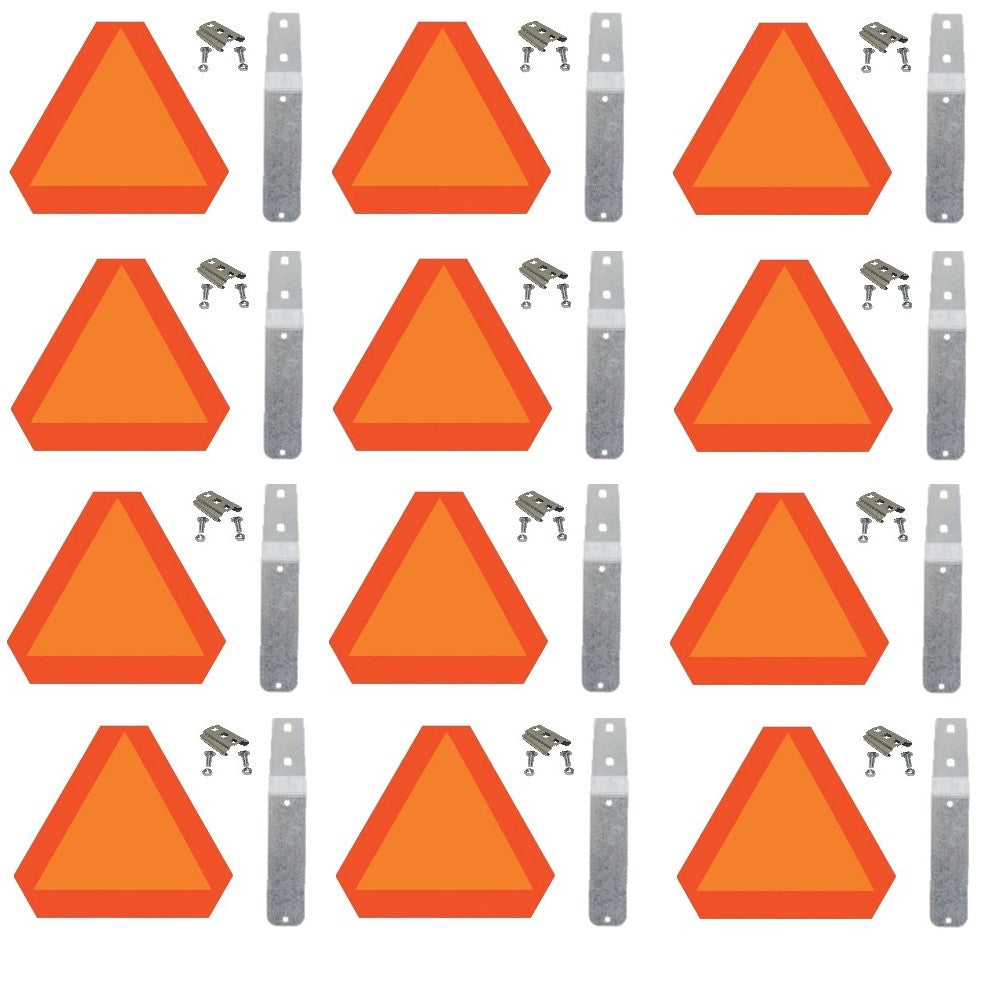 Set of 12 Orange 0119198 SMV Signs With Mounting Blades - Sockets - Bolts
