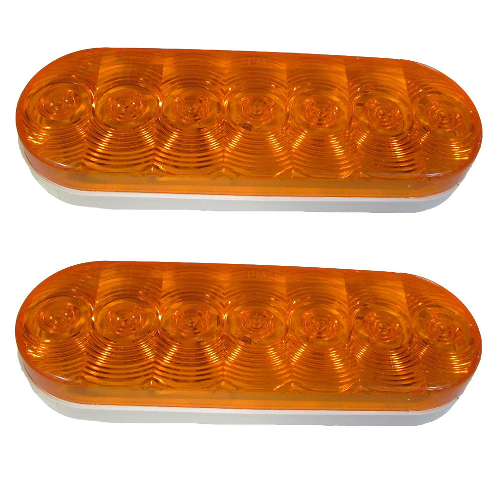 Qty 2: 6" Oval Orange LED Light Fits Peterbilt Replaces 1-019-03-300