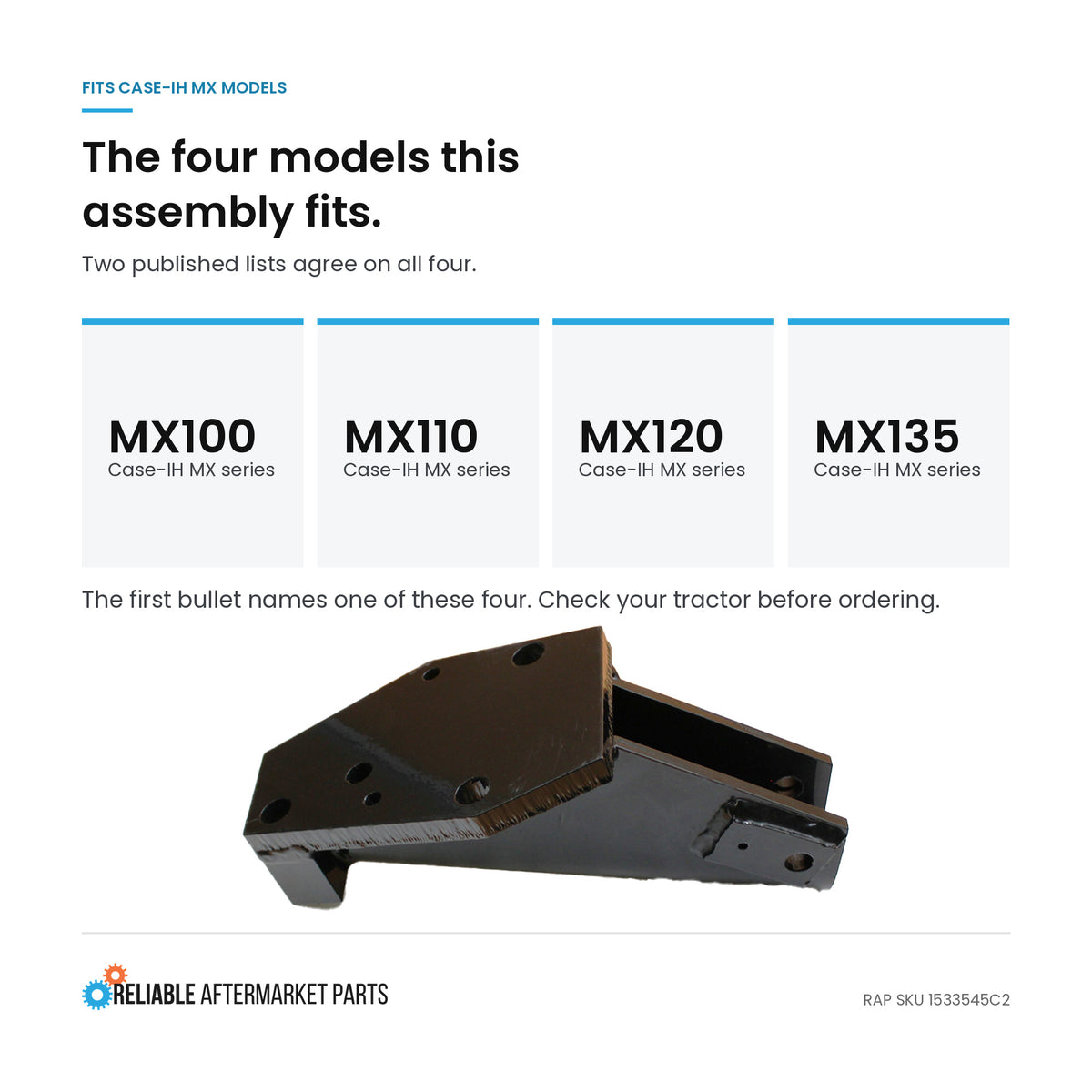 Support Assembly - Left Hand Fits Case IH MX80C MX110 MX90C MX135 MX100 MX120