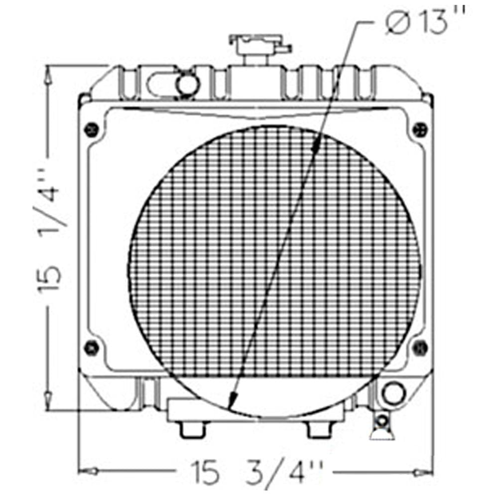 212077 Compact Tractor Radiator - 11 5/8 x 14 1/2 x 1 1/8 Fits Kubota