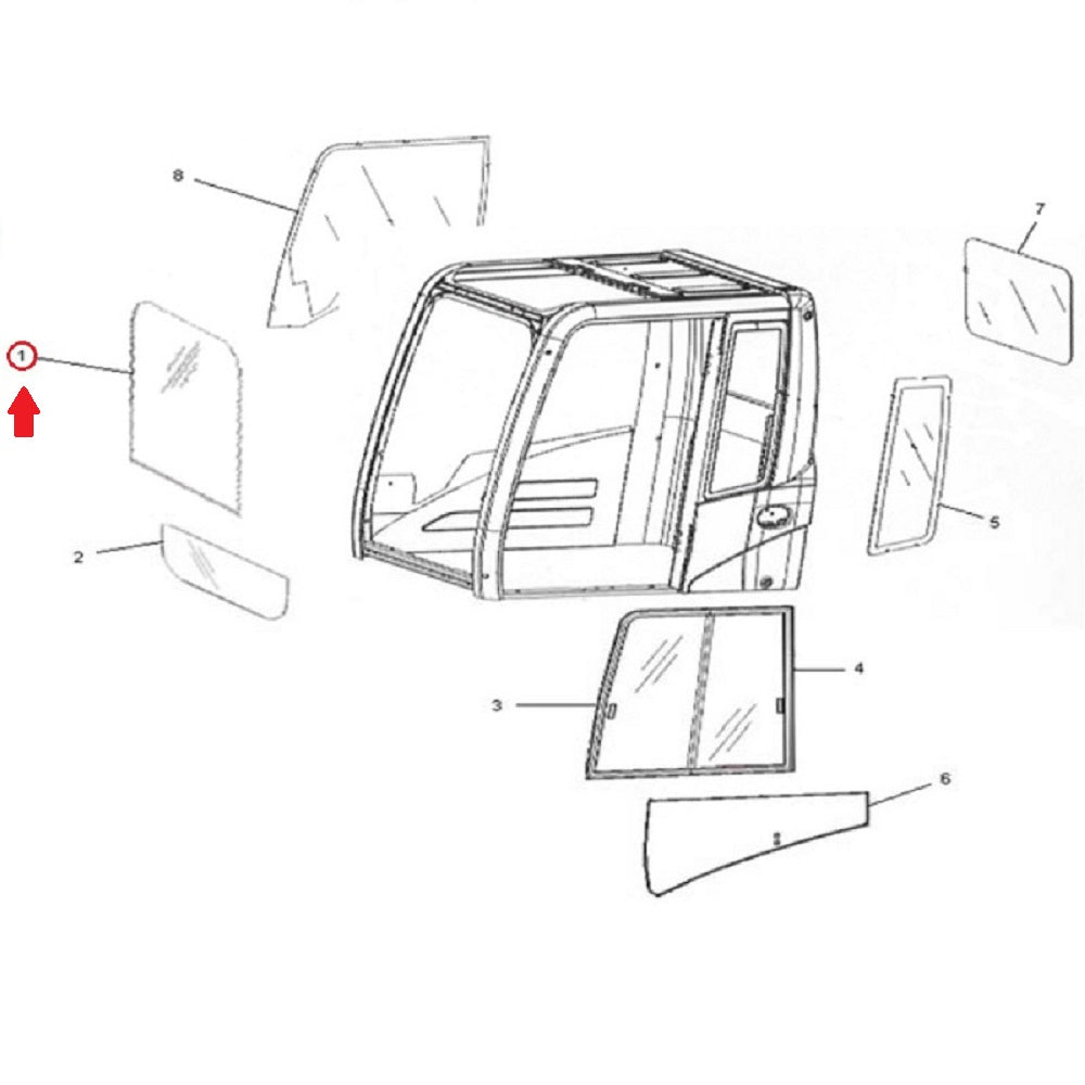 Front Upper Windshield Cab Glass Fits Caterpillar Replaces 156-6472