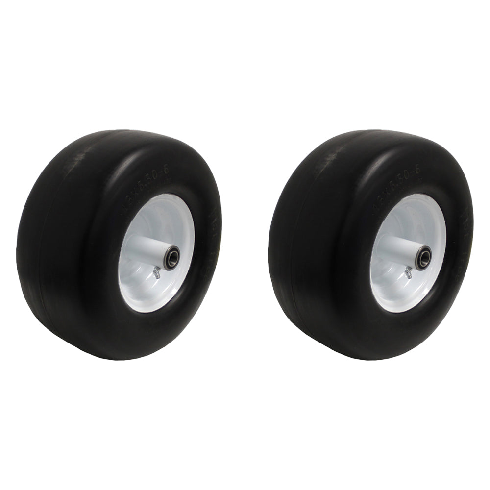 Flat Free Wheel 13x6.50-6 6" Rim 3/4" Bearings for Lawn Mowers Garden Tractor