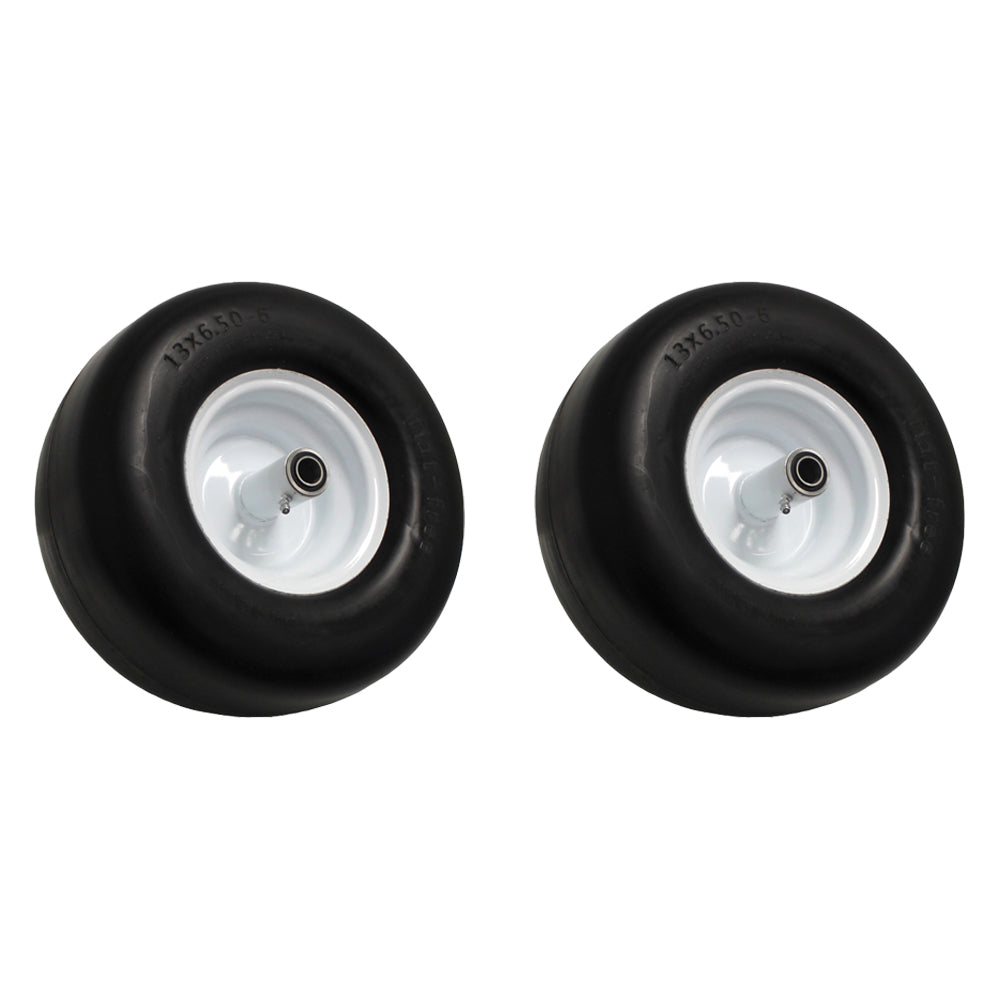 13x6.50-6 Flat Free Wheel with Bearings for Zero Turn Mowers Utility Carts