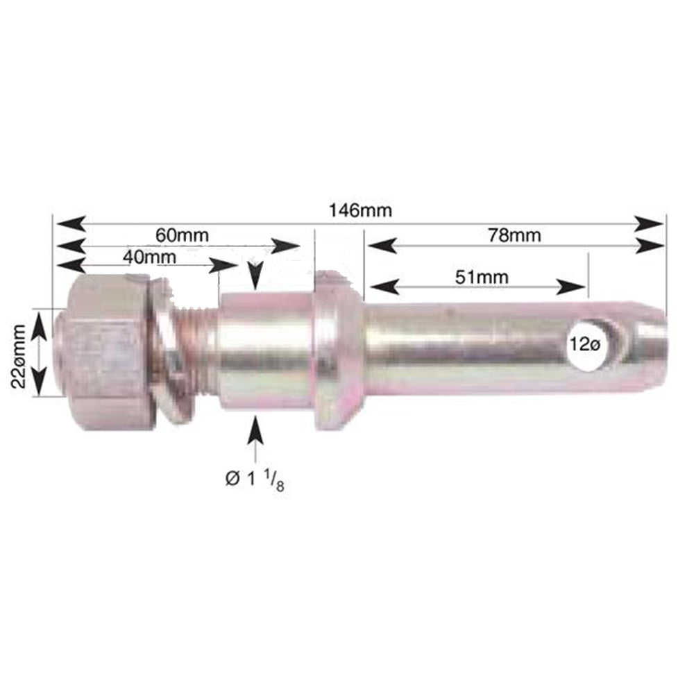 S.201 Lower Link Implement Mounting Pin (Fits CAT. 1) Fits Massey Ferguson