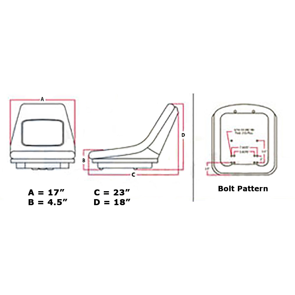 Seat Fits Kubota L4850 L5450 MX5000 B20 B21 L35 G2160 G2460G M4800SU M4900SU