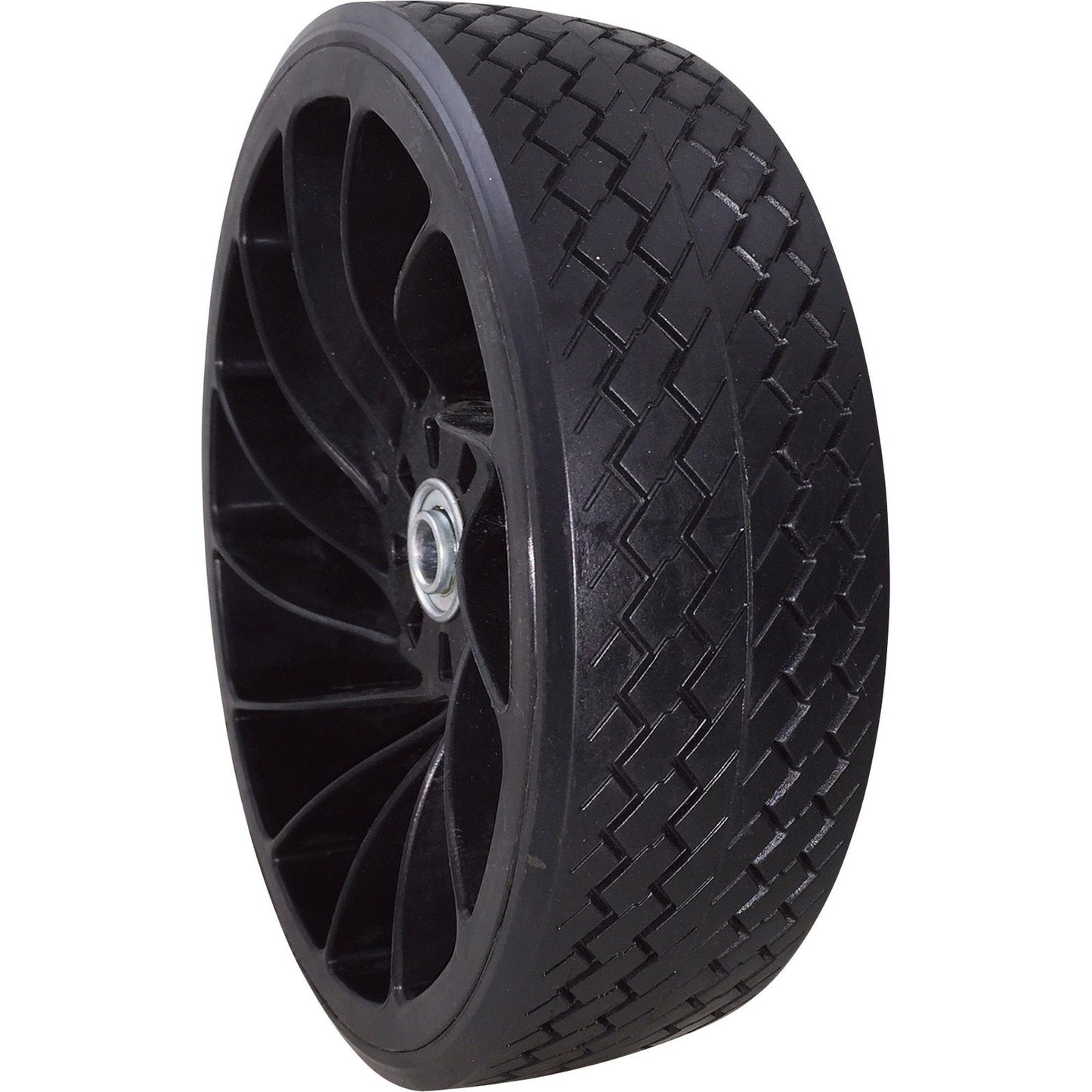 Flat-Free Plastic Flex Wheel w/Rubber Tread- 3/4in Bore 4.10/3.50-4in