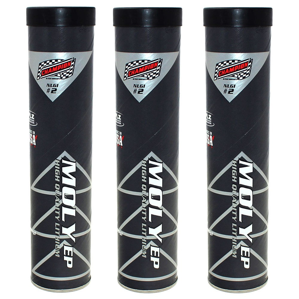 3PK NLGI #2 Lithium Moly Extreme Pressure Grease Tubes For Full Size Grease Gun