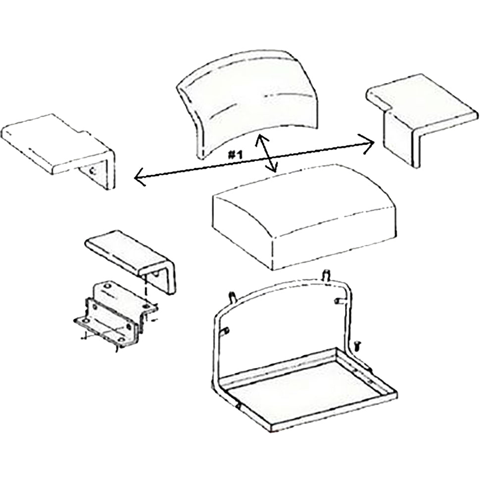 AT18696 Seat Cushion Set Wood Frame Back/Bottom/Arm Rests Fits John Deere