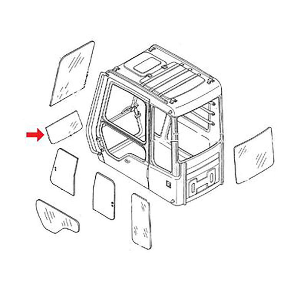 Cab Glass - Front Lower Fits John Deere 200CLC 230CLC 160C LC 120C fits Hitachi
