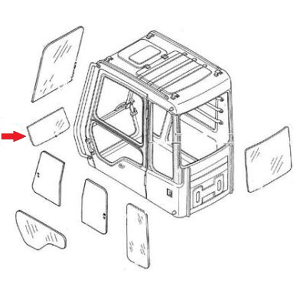 Cab Glass - Front Lower Fits John Deere 200CLC 230CLC 160C LC 120C fits Hitachi