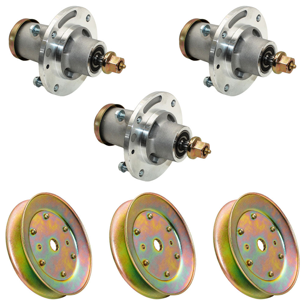 3 Pack Deck Spindle w/Pulley Fits Husqvarna TS 342 MZ 5225 539112170 532153535