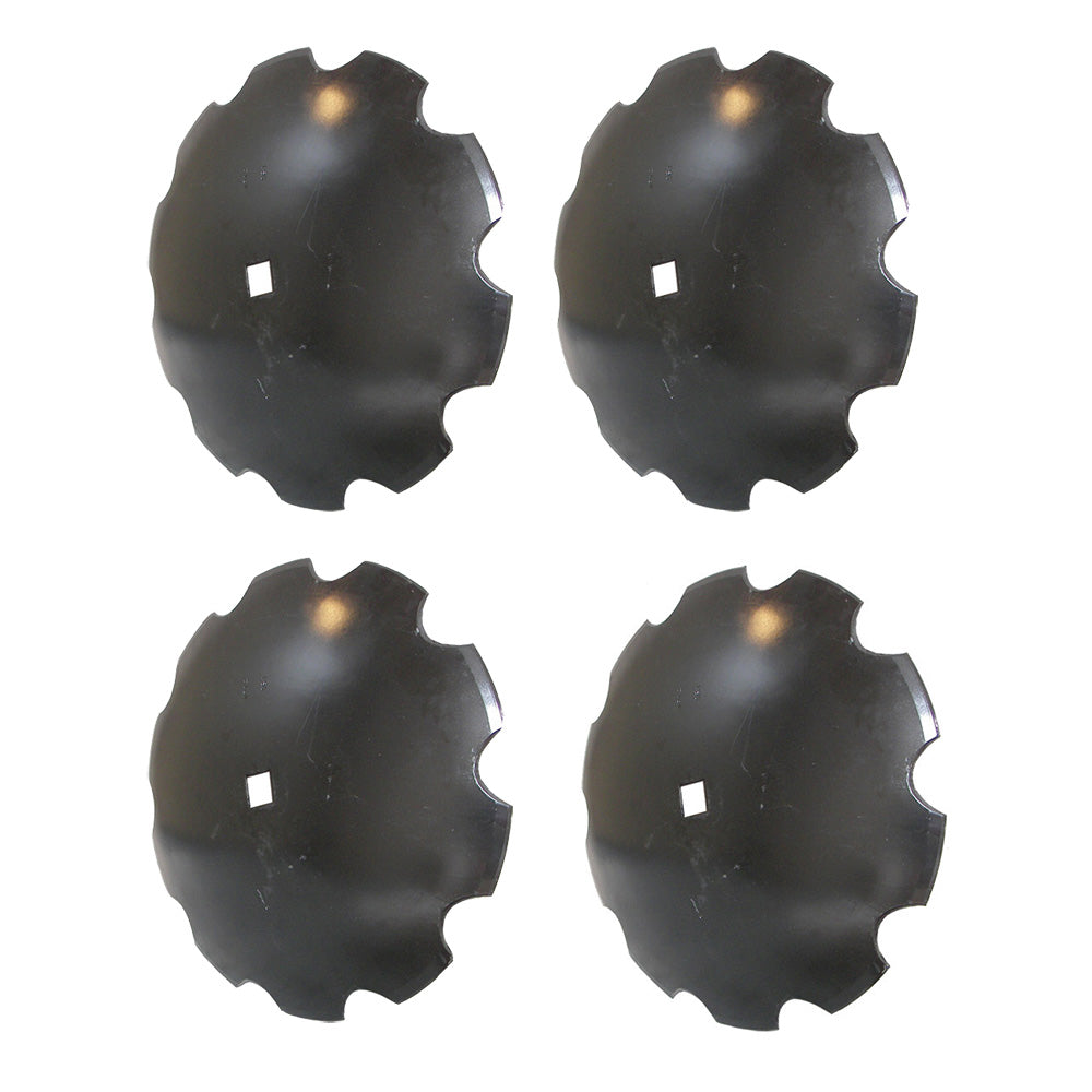 4 Pack Aftermarket Notched Disc Harrow Blades 16" fits 1" x 1 1/8" Square Axle
