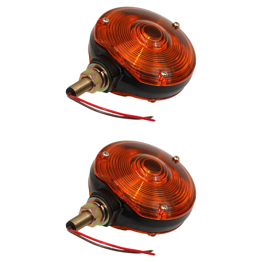 Amber Safety WARNING LIGHT PAIR for Tractor PLASTIC LENS Heavy Duty