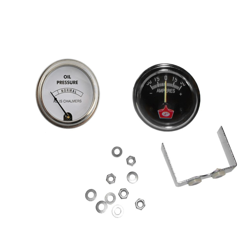 Chrome Oil Pressure Gauge & Amp Meter Set Fits Allis Chalmers Replaces 70254407