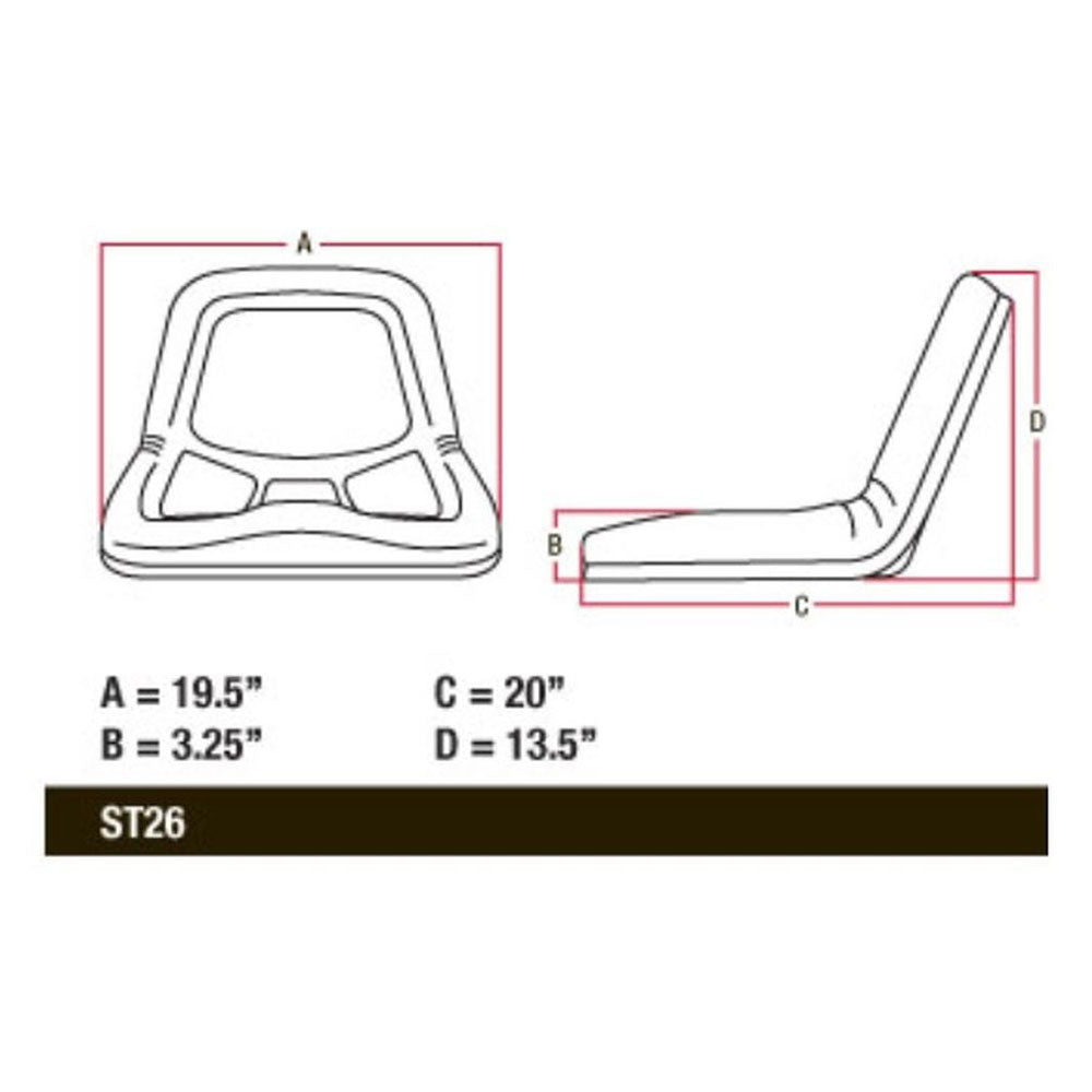 759-3149 Seat, High Back, Black Fits Cub Cadet:1204,1211,1340,1535,1541,1572,