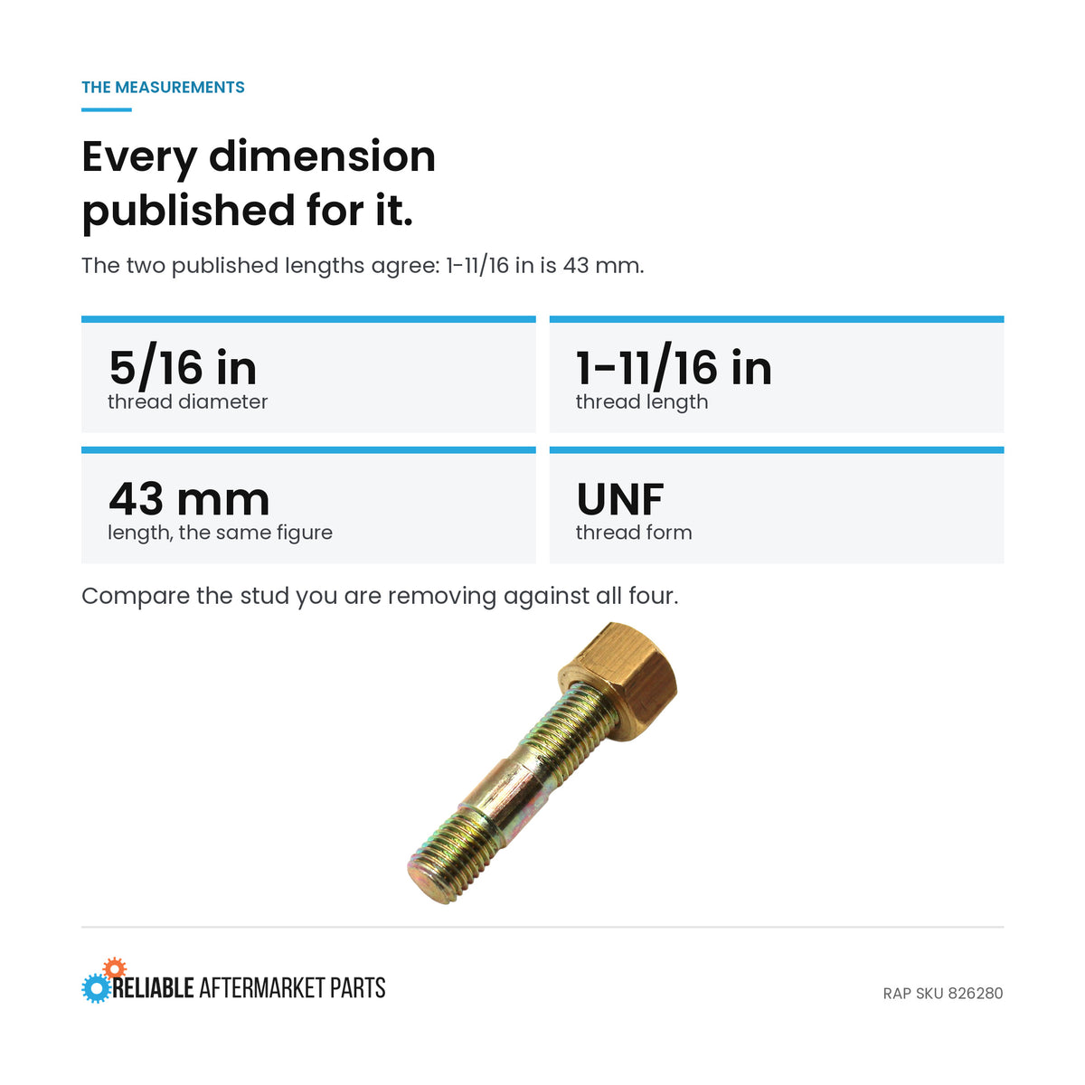 Injector Stud Fits Massey Ferguson Replaces 731327M1