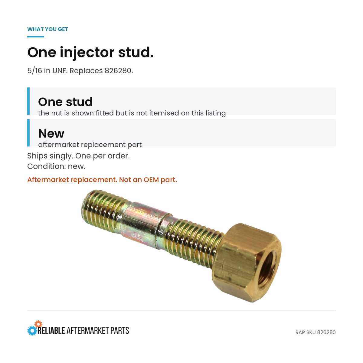 Injector Stud Fits Perkins Replaces 0826232