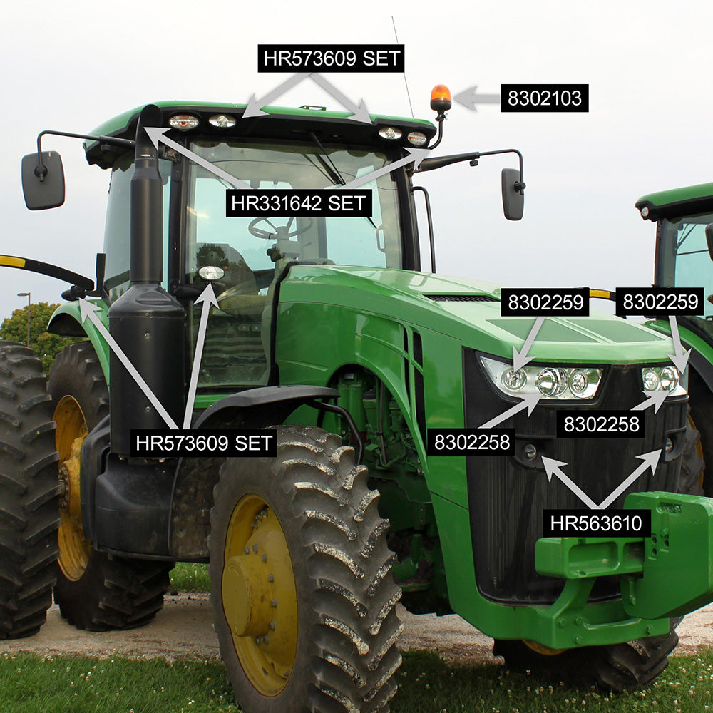 Flood Beam LED Headlight Kit Fits John Deere R Series Tractors