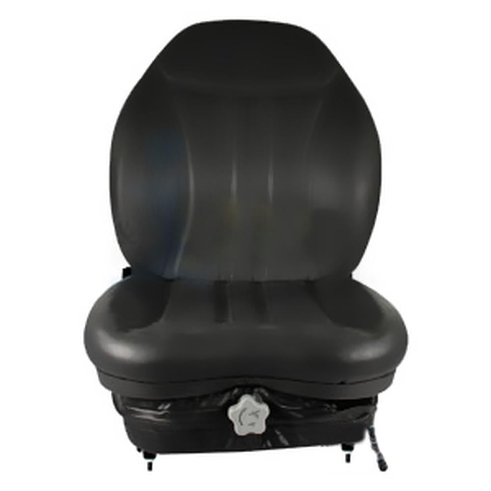 High Back Industrial Seat w/ Suspension, Slide Track, Black Vinyl, Fits Most