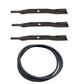 890172C-BELTSET Set of 3 Finishing Mower Blades & Mower Belt Fits Dixie Chopper