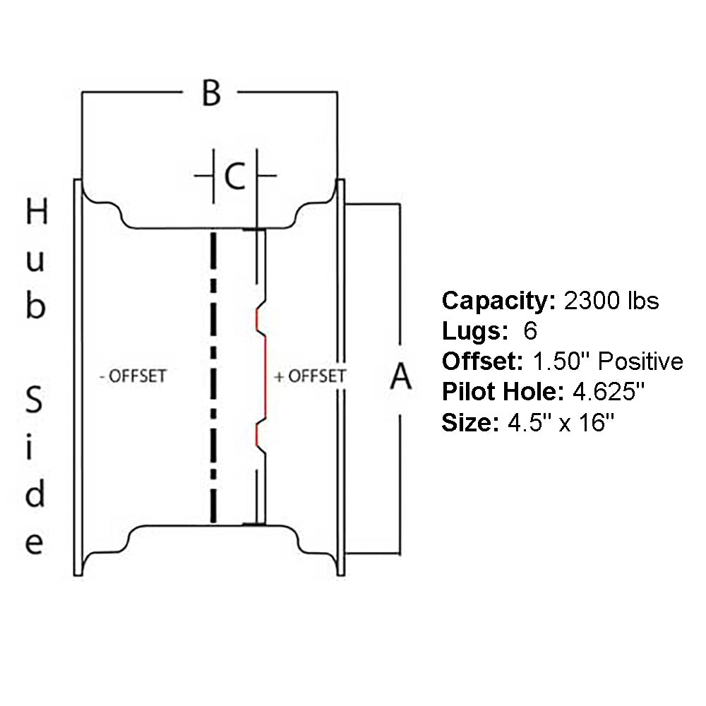 3048866R91 Rim, Front Wheel 4.5" x 16" Fits Case/International Harvester 1190