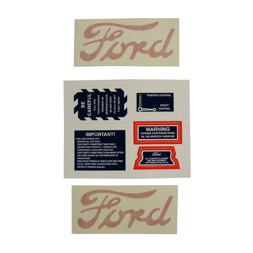 8N4749D Fits Ford New Holland 8N Tractor 3-piece Decal Set with Warning