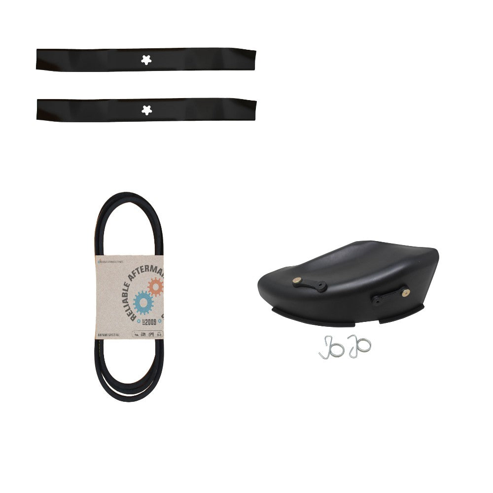 Blades w/ Deck Belt & Mulch Plate Kit Fits AYP Replaces 136420 Made with Aramid
