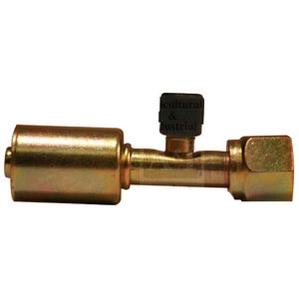 A-461-3377-AI Steel Straight Female O-Ring w/ R134A Service Port Fitting