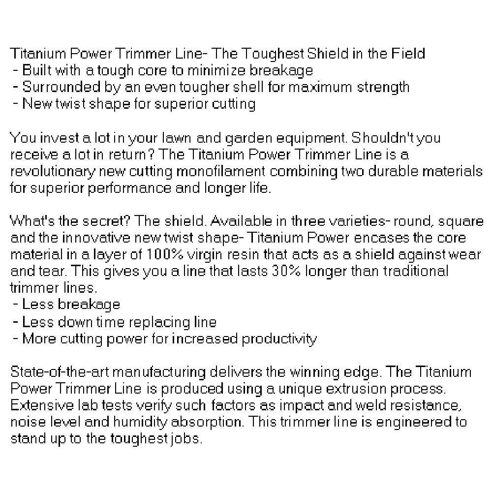 B133095 Titanium Power Trimmer Line, .095" round