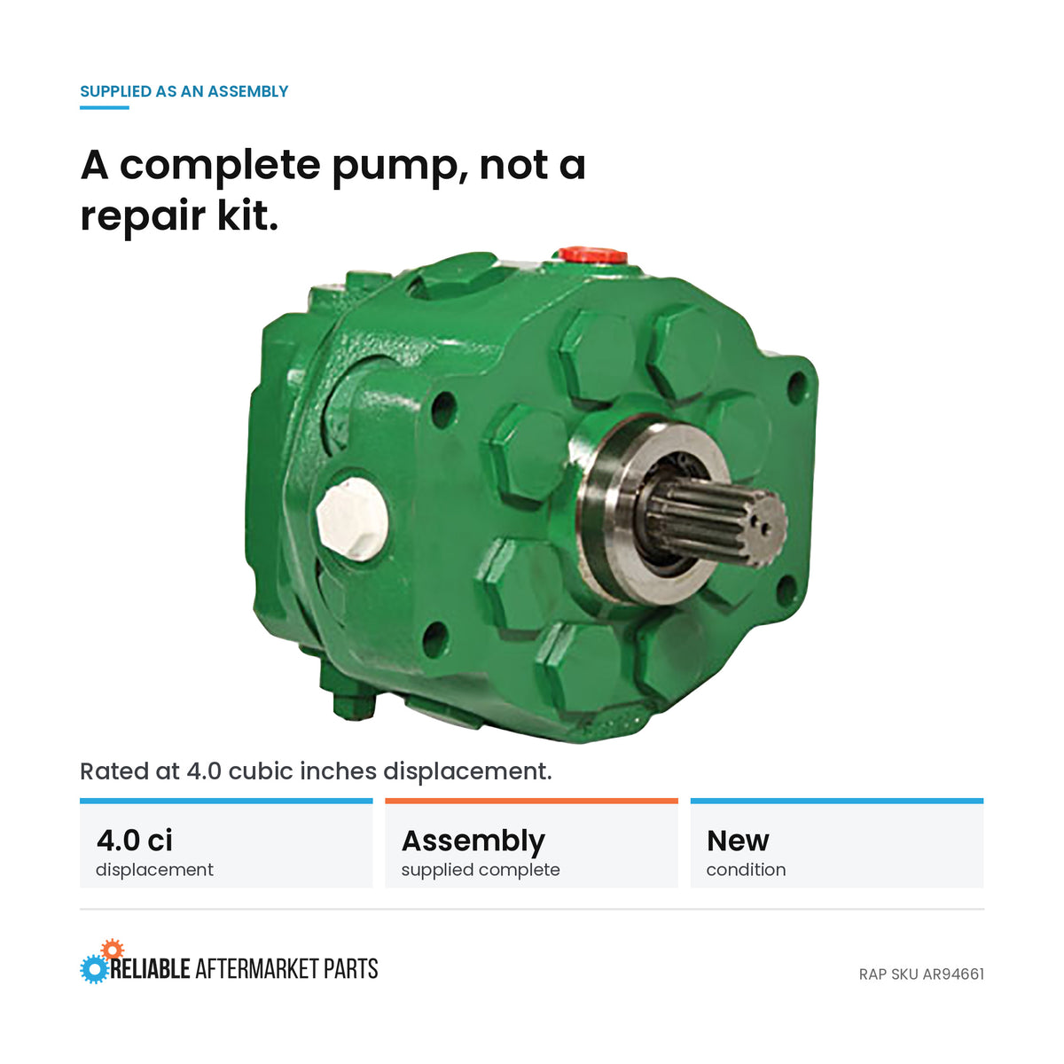 AR94661 Hydraulic Pump Fits John Deere Tractor 4555 4650 4755 4850 4955 4960