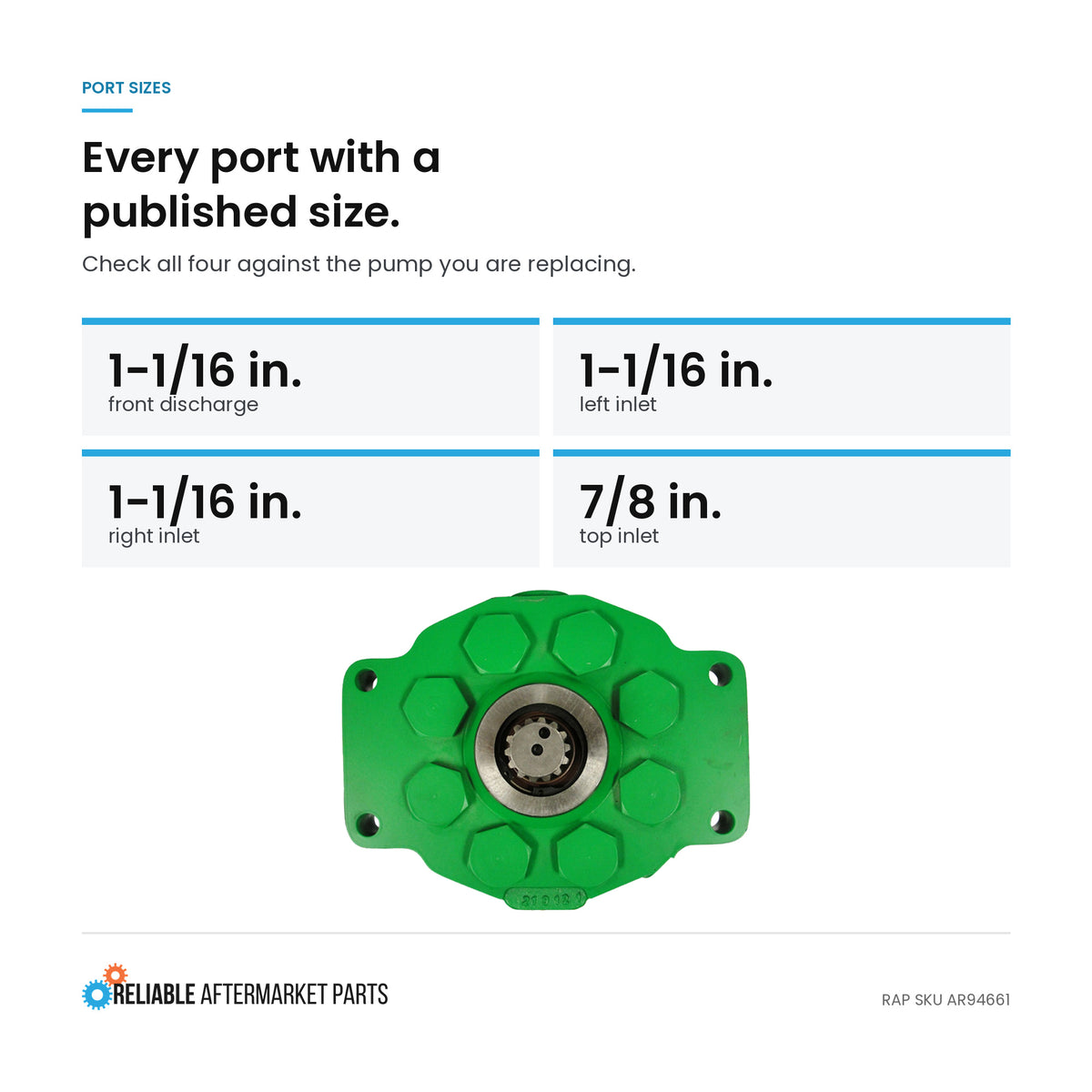 AR94661 New Hydraulic Pump Fits John Deere 4000 4020 4040 4230 4240