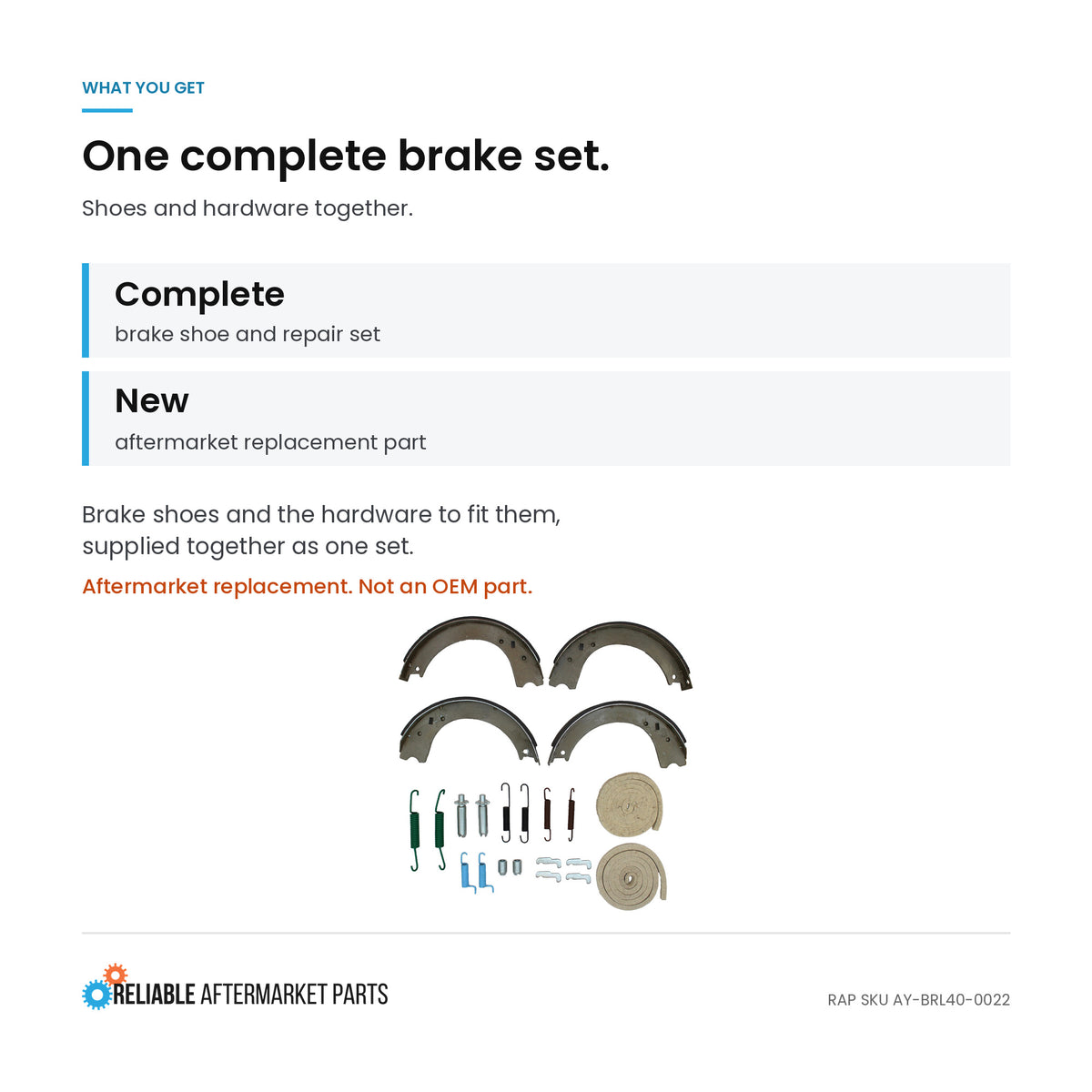 8N2200B Brake Shoe Set of 4 with Hardware Kits Fits Ford 8N NAA Jubilee 8NAA2250