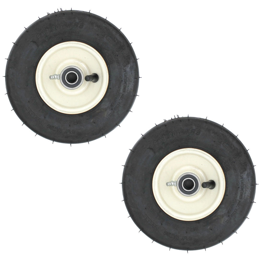 Two 9x3.50x4 Deck Caster Wheel Tire Assemblies Fits Grasshopper Mower Decks