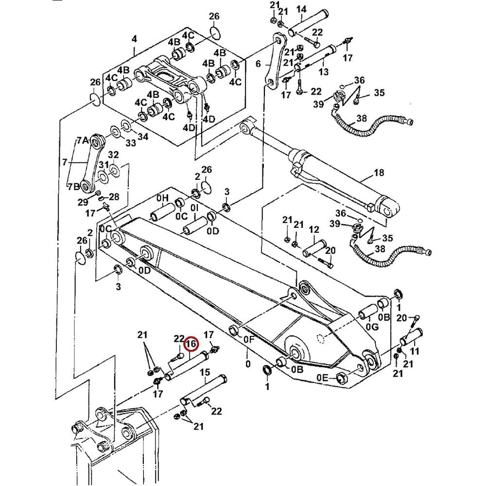 AT201693 Pin Bucket to H-link Fits John Deere  992ELC, 400LC, 450LC