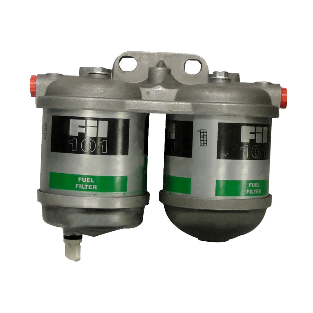 Dual Fuel Filter For Assembly with aluminum bowl - Ports 1/2" x 20 pitch