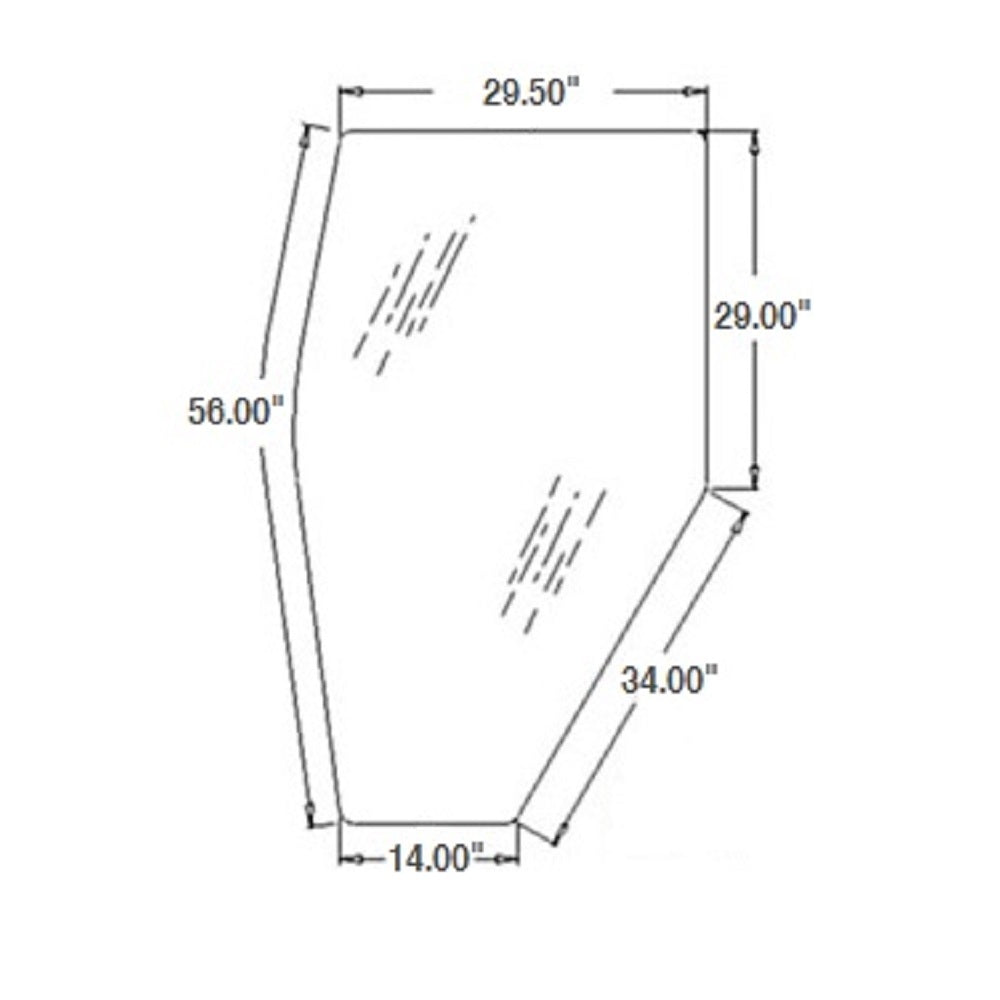 A-3A751-70770 LH Tinted Door Glass - Fits Kubota