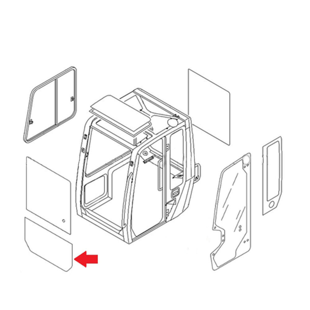 Front Lower Glass 03786-07104 fits Takeuchi Compact Excavators TB235 TB228