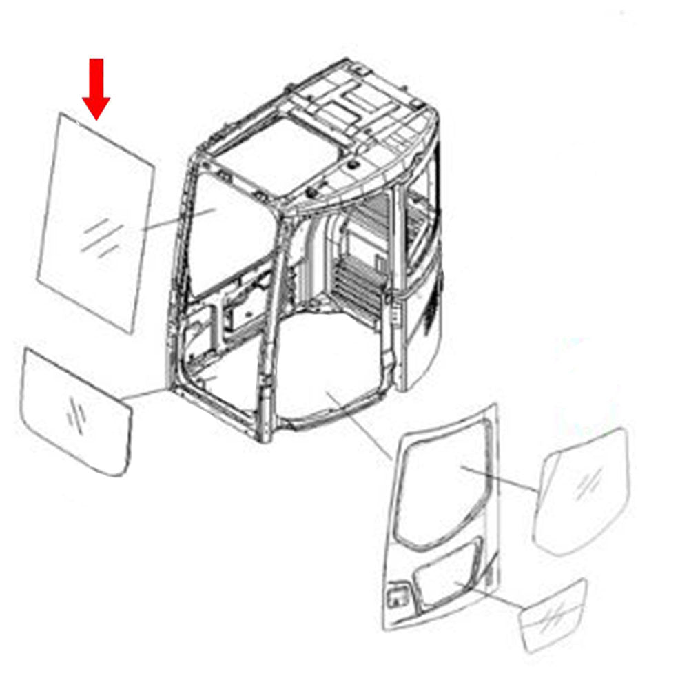 Front Upper Glass Fits Komatsu Replaces 22B-54-17931