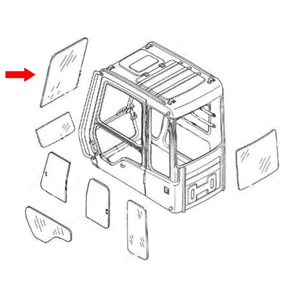 Fits Caterpillar 453-4794 Excavator Front Upper Glass
