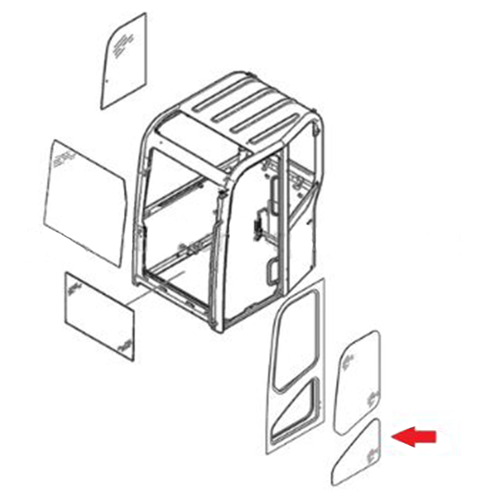 WN-7006014-PEX Lower Door Glass Fits Bobcat E60 E62 E63 E80 E85
