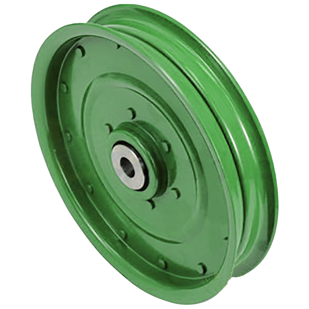 Green Flat Idler Pulley Fits John Deere Replaces AH94450