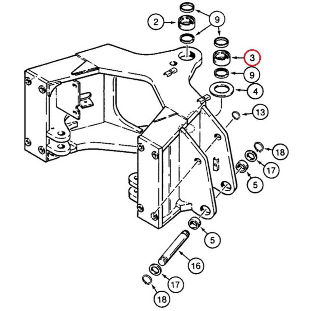 D135556 Bushing, Frame at Swing Tower, Lower - Fits Case 580K, 580SK, 580L+