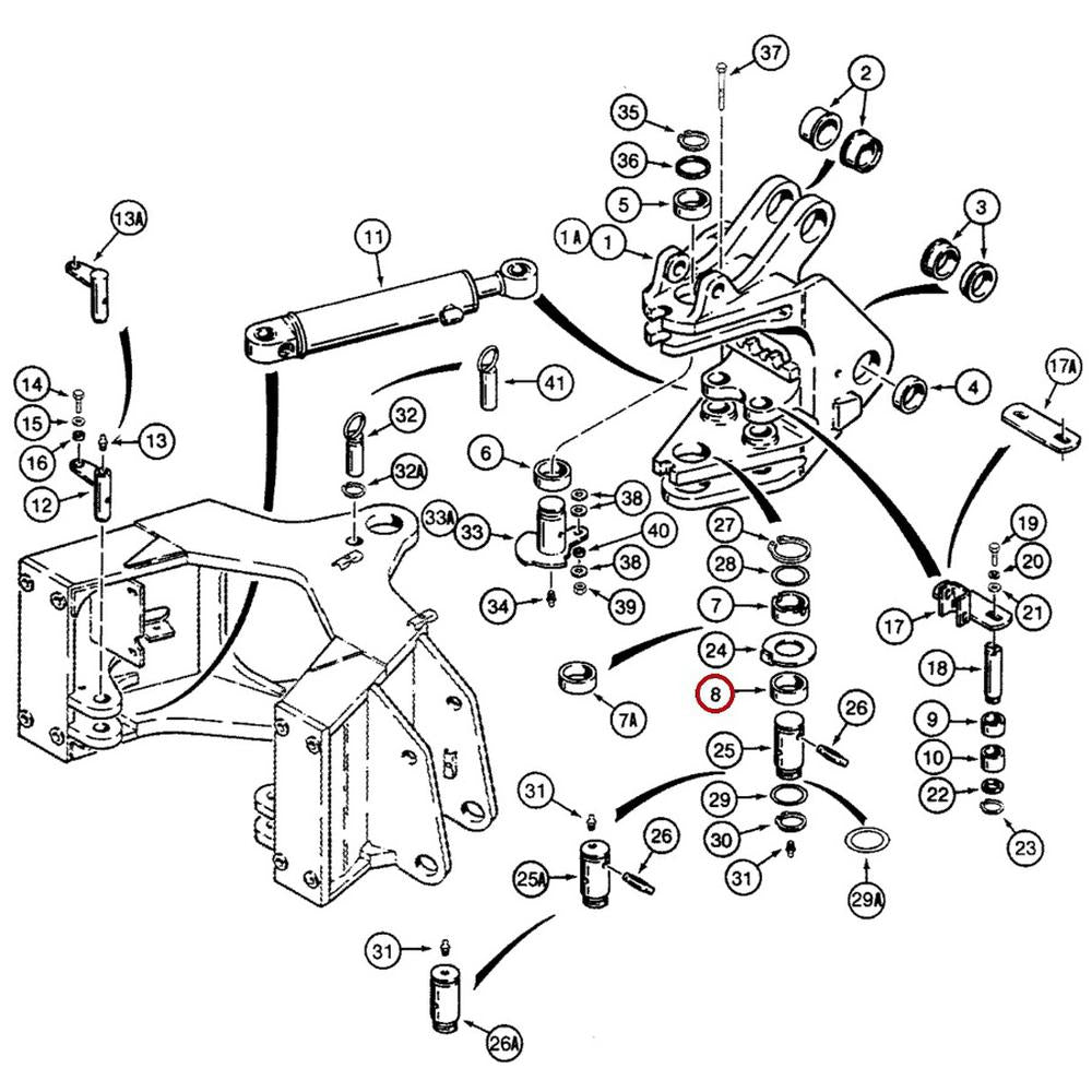 D135559 Bushing, Lower Swing Tower Pivot, Bottom - Fits Case 580K