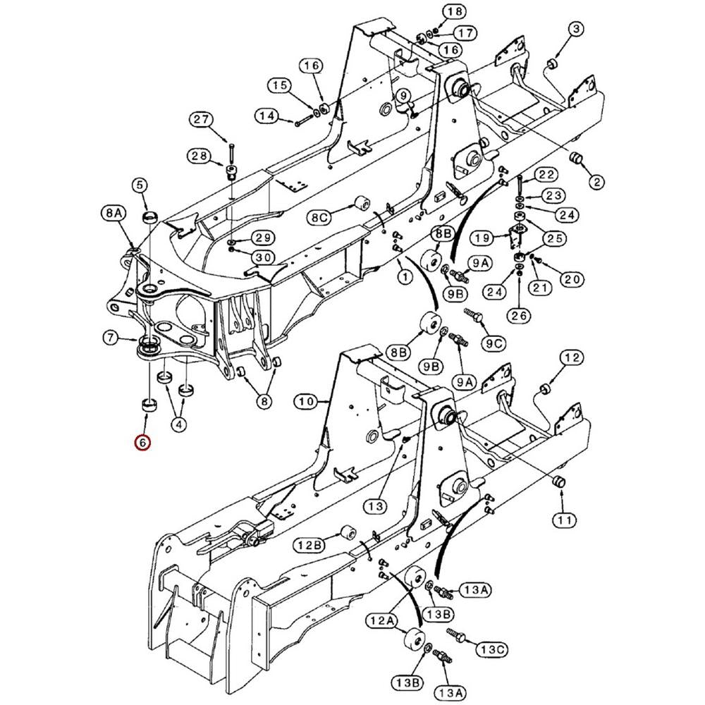D151070 Bushing Frame at Swing Tower, Lower Fits Case 580K, 580SK, 580L, 580SL,