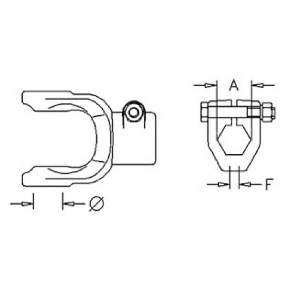 BP510027752 New Bondioli & Pavesi 100 660 QD Tractor Yoke with 1 1/8" Hex Bore