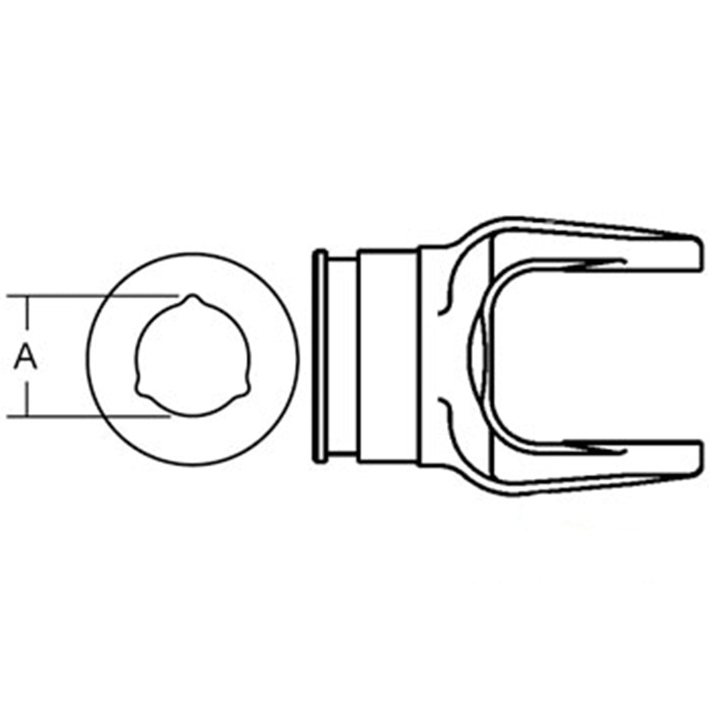 S.6100 PTO Tube Yoke (U/J Size: 27 x 74.5mm) 36 x 4.5mm, Ref: 12507