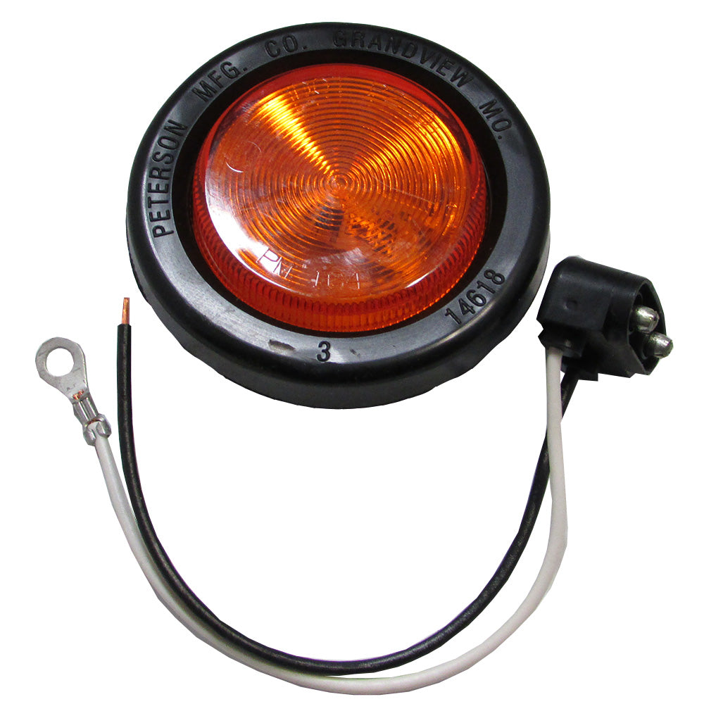 One (1) Amber 2" Round LED Trailer Side Marker Light Kit w/ Wires, Grommet, & Lamp