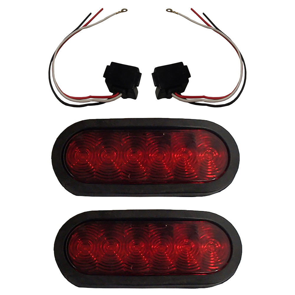 Qty 2: 6" Red Oval LED Light Kit
 Fits Universal Products Replaces T66-RR0T-1