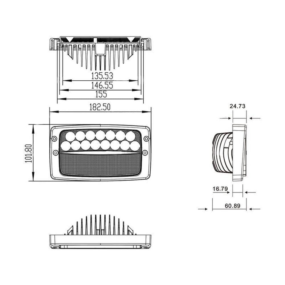 S.119780 LED Work Light, Rectangular, 5400 Lumens - Fits JCB