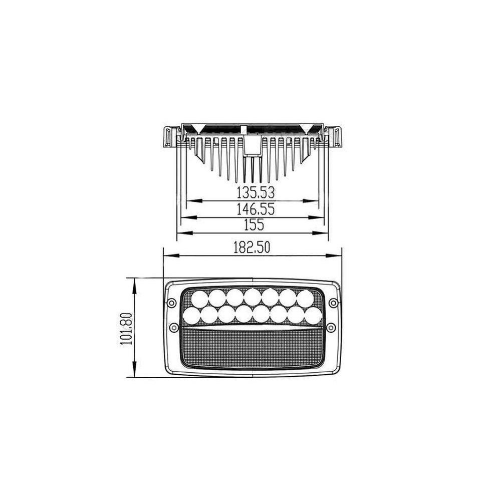S.119780 LED Work Light, Rectangular, 5400 Lumens - Fits Fendt; Fits JCB